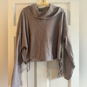 purple cropped hoodie Large